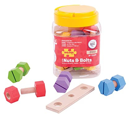 Bigjigs Toys Glas mit Schrauben und Muttern
