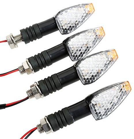 MUXSAM 4Pcs Motorcycle Side Marker Lamp,Turn Signal Lamp 12V Black