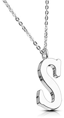Bungsa Damen-Kette BUCHSTABEN A-Z in Silber oder Rosegold - Alphabet Halskette mit Anhänger - aus Edelstahl - Halschmuck für Damen, Kinder & Herren - A B C D E F G H I J K L M N O P R S T U V W Z