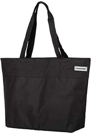 anndora Shopper 17 Liter – leichte Einkaufstasche mit Reißverschluss & Zusatzfächern – wasserabweisend & faltbar – als Strandtasche, Badetasche & Handtasche nutzbar (Schwarz)