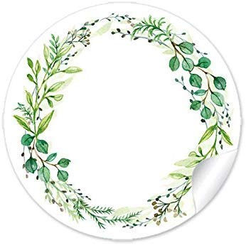 72 STICKER:Mit FREITEXTFELD zum selbst Beschreiben GRÜN mit Zweigen • Für Gastgeschenke, Hochzeit, Hochzeitsmarmelade, Tischdeko, Selbstgemachtes u.v.m. • 4cm, rund, matt