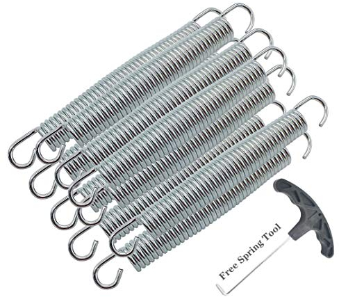 GZFTMKOBNS Trampolin Federn für 240 244 305 360 366 396 400 426 bis 430 cm Ersatzfeder,10 Stück Fitness-Trampolinfedern + 1 Stück Federwerkzeug (140mm, 5.5Zoll)