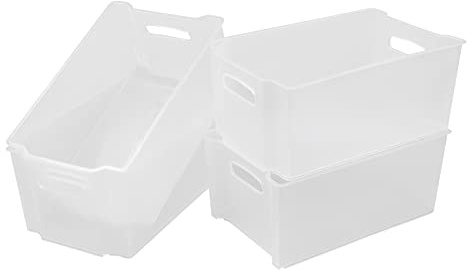 Cadineer 4-pack Stackable Open Storage Bin, Kitchen Stacking Freezer Storage Box, R