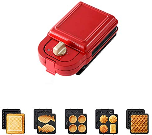 GQF Máquina de gofres Multifuncional 5 en 1, sandwichera, máquina de rosquillas, Tablero Antiadherente, Control automático de Temperatura, Hace Que los Huevos fritos y el Queso asado Sean eficientes