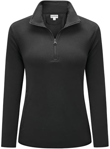 33,000ft Damen Fleece Pullover mit Halbreißverschluss Fleeceshirt Winter Warm Ski-Pullover Microfleece Atmungsaktiv Fleecepulli für Reisen Wandern Skifahren Schwarz 44