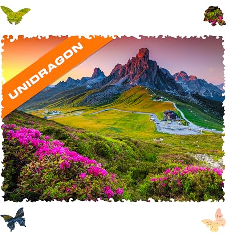 UNIDRAGON Original Holzpuzzle — Berg, 125 Teile, Klein 9 x 6.2 Zoll (23 x 16 cm) Schöne Geschenkverpackung, Einzigartige Form Erwachsene und Kinder | Small 22.9 x 15.7 cm - Einzigartig geformte Puzzleteile - Lasergeschnittenes Holz - Holzgeschenkbox