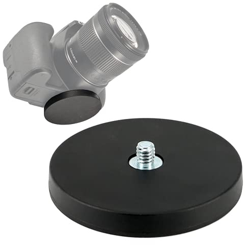 Magnetische Halterung mit ¼ Zoll Gewinde - Gummierte Neodym Magnet Scheibe mit Außengewinde - Fotogewinde - Kamerahalterung Mount für Actioncam DSLR GoPro oder Studio Lampen