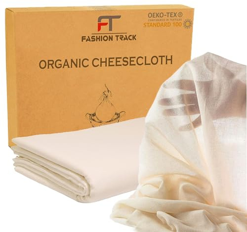 Étamine alimentaire (grande taille 140 cm x 500 cm) – Tissu 100% coton non blanchi de qualité 90, réutilisable, pour la pâtisserie, le filtrage et la broderie | FT Fashion Track