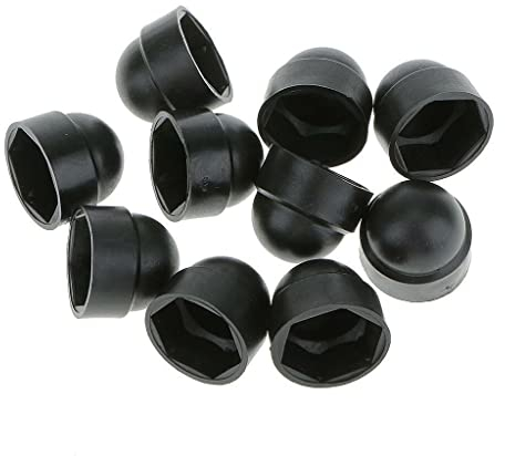 TERF® M8 Black Plastic Hex Nut Bolt Dome Cap Cover M8 (13mm Spanner) Nut and Bolt Protective Caps Cover Hexagonal - Pack of 20