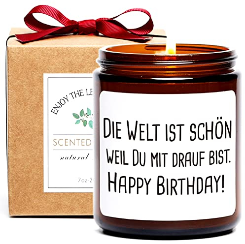 Kerze Geburtstag Geschenk für Frauen – Sandelholz & Rosen Duftkerze– Geschenke Freundin Geburtstag, Kerze Geschenk Mama Schwester,Papa, Kollegen und Schwester