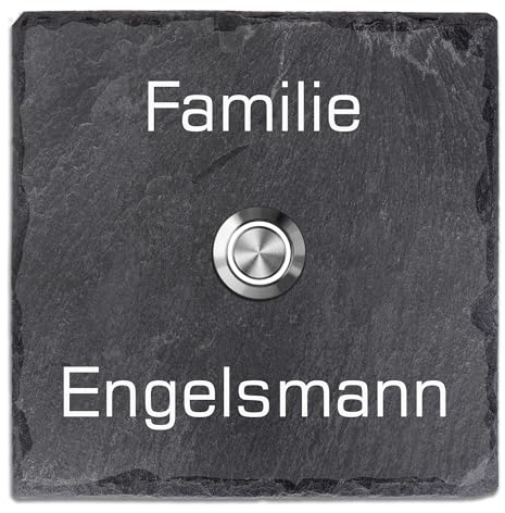 Tomtec Türklingel Schiefer Haustürklingel Klingelplatte Schiefer Klingelschild Design Tomtec 130x130mm