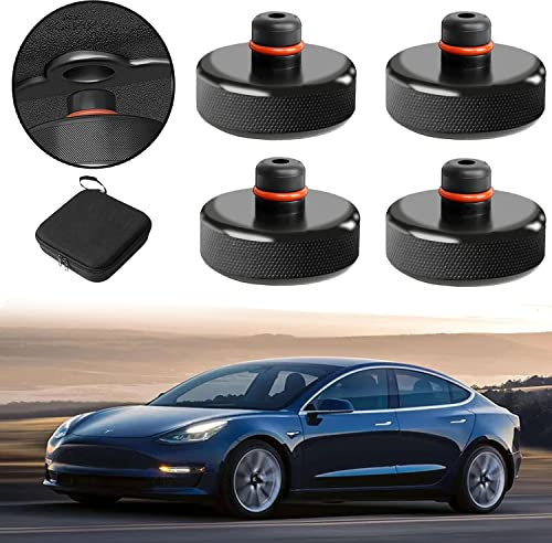 Bowfar 4 Stücke Wagenheber Gummiauflage für Tesla Model 3/Y/X/S Jack Pad Adapter Zubehör mit Aufbewahrungsbox, Schützt Tesla Batterie und Chassis