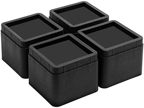 BWKJMY Square Stackable 2 Inch Heavy Duty Bed Risers,4 Pack Furniture riser | Suitable for Sofa, Table,Chair and Bed,Bookshelf Under Bed Storage Space(Black) Anti-Slip