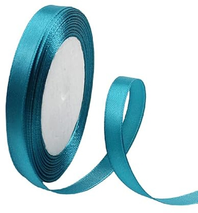 Satinband Pfauenblau 10mm, 23 Meters Dekoration Präsent Geschenkband Breit Schleifenband, Stoffband für Kleid Hochzeit, Taufe und Geburtstag Geschenke,Satin Dekoband, Deko Band Geschenkverpackung