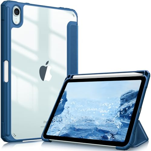 FINTIE Hybrid Case for iPad Mini 7 / Mini 6 8.3 Inch, Marine Blue | Shockproof Clear Cover, TPU Frame, Built-in Pencil Holder, Auto Wake/Sleep