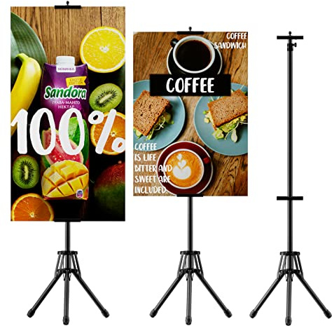 EBLIKI Poster Stands for Display - Floor Poster Board Holder Poster Display Stand Retractable Banner Stand Outdoor Sign Holder, Double-Side Tripod Height up to 80（1pack）
