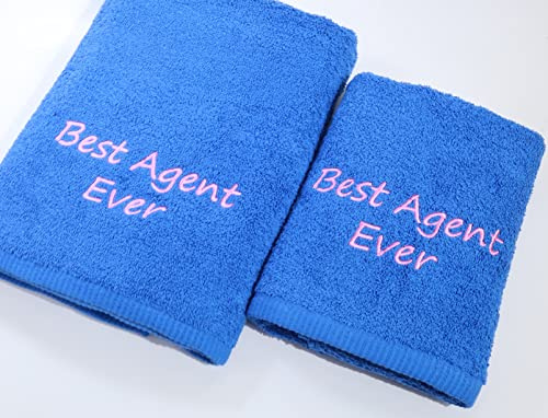 Generisch ★ Handtücher Set 2-TLG. - Duschtuch 70x140 + Handtuch 50x100 mit Namen Bestickt ★ Geschenk ★ Badetuch ★ 500 g/m2 ★ 100% Baumwolle ★ SUPER QUALITÄT ★ (2-TLG. - 70x140 cm + 50x100 cm, Blau)