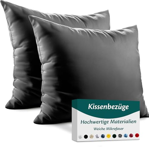 Flowen Fundas de Cojin 50x50 de Microfibra Juego de 2 Funda de Almohada del Sofá Decorativas con Cremallera Invisible Tejido Suave y Lavable Antiácaros Transpirable Hipoalergénico para Cama y Silla