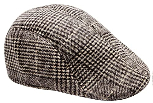 Hioph Flat Cap for Kids Children, Newsboy Caps for Men Tweed Beret Hats Gatsby Caps-One Size（Brown）