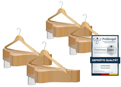 VonBueren 40x Kleiderbügel Holz, Holzkleiderbügel, Holzbügel, Bügel | Holzkleiderbügel, Bügel mit 360° drehbarem Haken, Hangers Clothes für Hemden, Jacken, Hosen, Anzüge und Garderobe