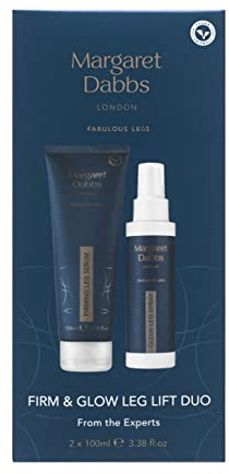 Margaret Dabbs Firm & Glow Fabulous Legs Duo Set, Serum & Spray | Firming Leg Serum 200ml for Water Retention Relief and Refining Glow Leg Spray 100ml, V-Tonic Complex