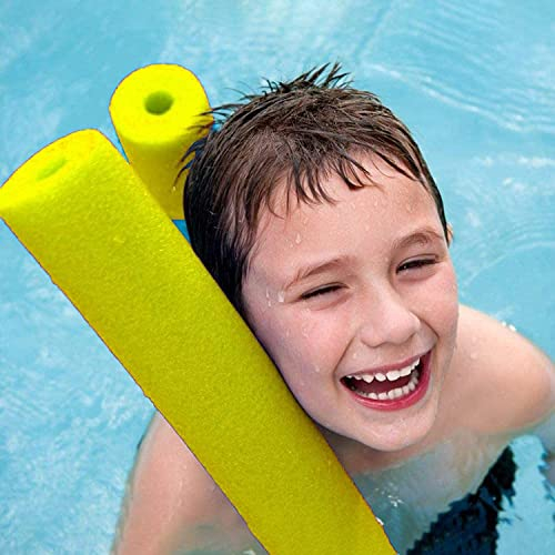 Schwimmbad-Nudeln für Kinder, 6,6 x 152,4 cm, Hohle Schaumstoff-Nudeln, helle Schaumstoff-Nudeln zum Schwimmen, Schwimmbad-Zubehör für Kinder und Erwachsene, Rot… (Yellow)