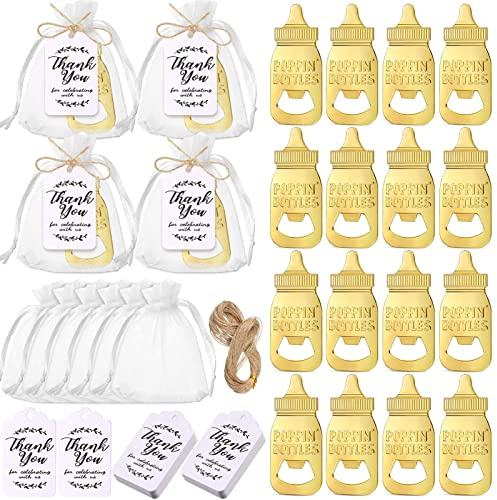 banapoy 24er-Pack Poppin-Flaschenöffner - Niedliche Baby-Flaschenöffner für Babypartys, Hochzeitsfeiern & mehr (Golden)