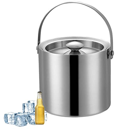 Syfunlv isolierter Champagner-Eimer,Eiswürfelbehälter,1.6/2LSektkühler Eisbehälter rund mit Deckel, Eiszange, Ideal zum Kühlen von Bier Champagner Wein für Home Bar, Party, Bier, Wein (2L)