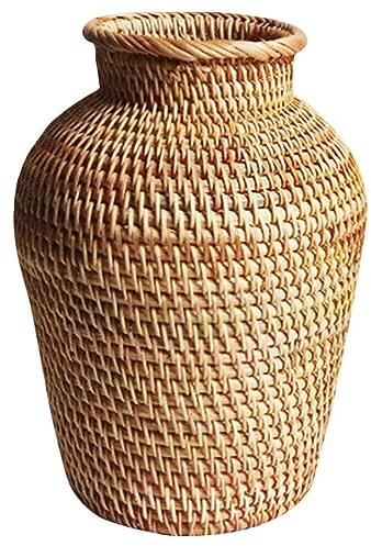 DOITOOL Rattan Vase,8.2 '' Tall Wicker Vase,Country Rustic Handmade Woven,Decorative s for Boho Decor,Plant Flower Basket Rattan Floor for Home Decoration