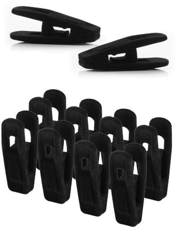 YIYIWANG 10 Pcs Velvet Hangers Clips Non-Slip Clothes Pins Set Slim Line Strong Finger Clips Removable Trouser Clip for Fixing Pants Skirt Cloth Hangers (Black)