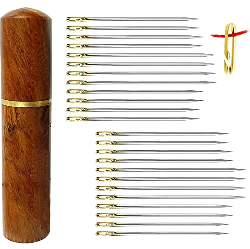 PLABBDPL Aiguilles Couture, 24Pcs Aiguille a Coudre Facile a Enfiler, Aiguilles à Enfiler Automatiques,Aiguilles à Main,Aiguilles en cuir de cuir,d'aiguilles à coudre de la main en cuir pour Débutant