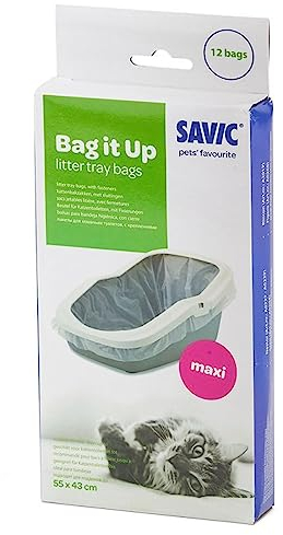 Savic Tasche 55x43 Die ideale Lösung für die Hygiene von Katzen und die Beseitigung von Gerüchen in Tabletts - hygienischer Wechsel des Katzenstreu - 1 Packung (1 x 12 Beutel)