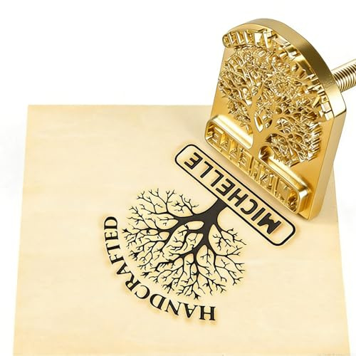 Marchio in legno con logo personalizzato, in pelle resistente, timbro per bruciatura personalizzato, regalo per padre, amici e marito (2,5 x 2,5 cm)