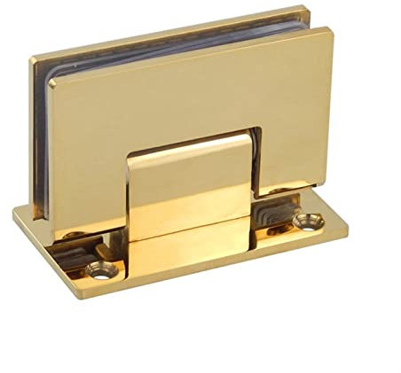 BULINO Cerniera for Porta in Vetro Pesante, Cerniera Dorata, Cerniera in Acciaio Inossidabile 304 a Parete for Porta in Vetro del Bagno, Cerniera for Porta Doccia (Apertura a 90 Gradi)