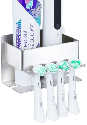 YYBO Zahnbürstenhalter Wand, Zahnbürstenhalter Elektrische Zahnbürste Halterung Ohne Bohren, Aufsteckbürsten Halter Selbstklebend Zahnpastaspender, Zahnbürsten Halterung für Badezimmer