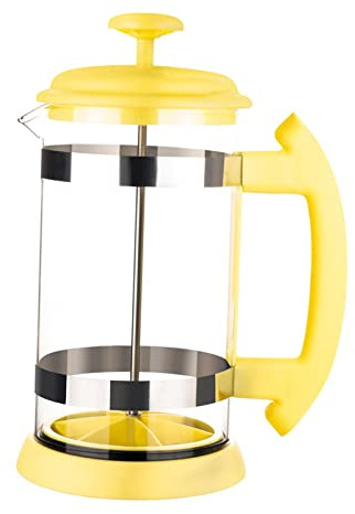 Leisurealeaneag Cafetera de prensa francesa, resistente al calor, vidrio de borosilicato, oficina, hogar, amarillo, 210 x 110 mm