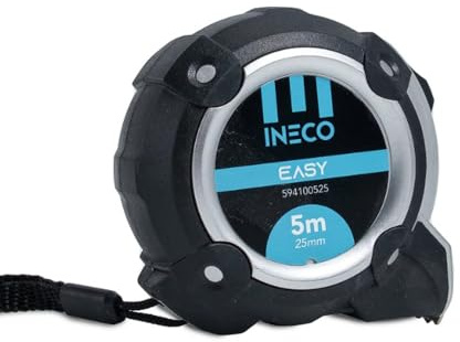 FLESSOMETRO METRO TASCABILE 5mtx25mm ESTENSIBILE GOMMATO ANTISCIVOLO EASY INECO