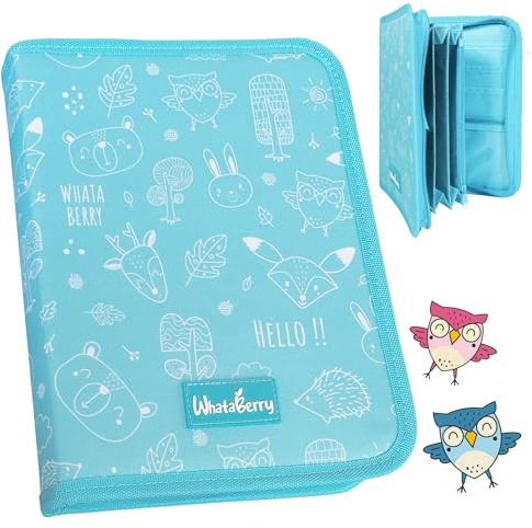WhataBerry® Mutterpass Schutzhülle 16 Fächer | Mutterpasshülle & U Heft Hülle | Mutterkindpasshülle Österreich | Organizer für Impfpass & Dokumente | Dokumentenmappe Mini | Türkisblau 26×19,3×3 cm