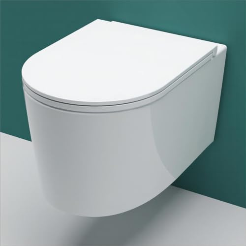 AICA Wand WC spülrandlos Hänge WC Soft Close Toilette Einfach Abzunehmender Sitz Weiß Rund Modernität丨335