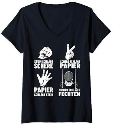 Damen Fechtmeister Fechten Bekleidung Fechtsportler Fechter T-Shirt mit V-Ausschnitt