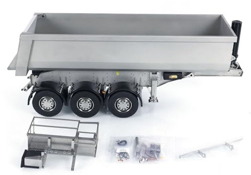 wheelfun 1/14 Maßstab Metall 3 Achsen Hydraulik-RC Kippanhänger für Ferngesteuerte Traktor LKW RC Hobby Modelle