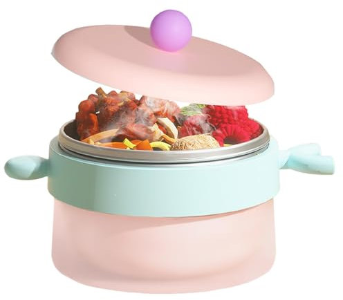 Ciotole per bambini – Contenitore termico per alimenti in acciaio inox | Riempimento d'acqua, lavabile, prova di perdite, rimovibile per cibi caldi e freddi, uso scolastico e viaggi