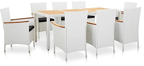Keyroto Garten-Essgruppe Poly Rattan Weiß: Gartentisch mit Stühlen, Modern, Weiß, Kunststoff, Gartenmöbel