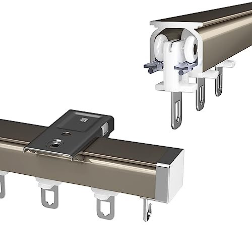GArcan Vorhangschienen-Set zur Decken- und Wandmontage für Fenster, stabile Vorhangschiene aus Aluminium, Größe 50 bis 600 cm, zum Aufhängen von Vorhängen, Raumteilern, individuell zuschneidbar