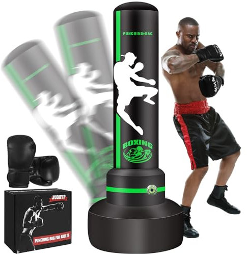 Freistehender Boxsack für Erwachsene, Teenager, Kinder, 177,8 cm, schwerer Boxsack mit Ständer mit Boxhandschuhen, Kickboxsack für MMA, Muay Thai, Fitness, Taekwondo-Boxen, Traning