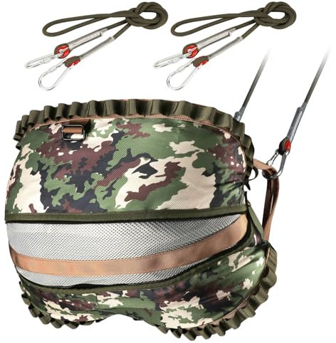RiteAim Hunting Saddle, Tree Saddle Hunting Kit, Hammock Lightweight Hunting Saddle with 2 Climbing Grade Rope Grabber, Adjustable Tree Climbing Saddle, Essential Tree Stand Accessories