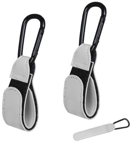 2 Stück Kinderwagen Haken Grau Kinderwagenhaken Kinderwagen Taschenhalter aus Leder für Kinderwagen Wickeltasche Taschen Einkaufstasche