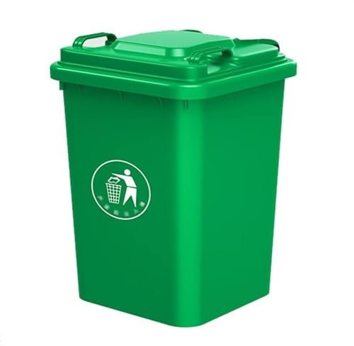 AMAZWI Bote Basura Exteriores Contenedor Basura con Tapa, Bote Basura Exteriores Resistente con Asas,Verde Construcción Resistente Bote Basura Perfecto For Patio Trasero Terraza Garaje(32L)