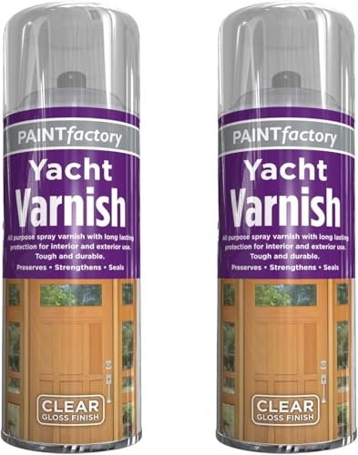 GSV Essentials Clear Gloss Yacht Varnish Spray, All Purpose Spray Varnish Paint, Satin Finish Wood Color Spray Paint ,Long Lasting Protection for Interior & Exterior Use, 250ml (2 PCS)