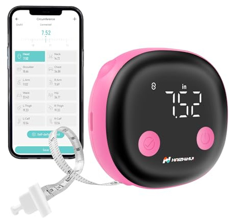 Fitdays Mètre ruban intelligent pour mesurer le corps, LED HD, outil de suivi complet de la graisse corporelle, outil pour le fitness et la perte de poids Application Fitdays (rose)
